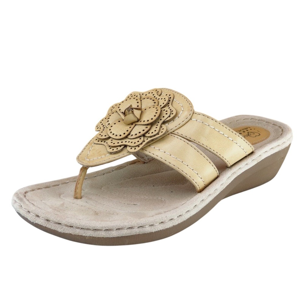 I Heart comfort Sz 8 WIDE Brown Flip Flop Synthetic Women Sandals Marla‎